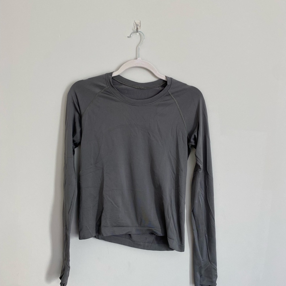 Lululemon Swiftly Long Sleeve (Race Length), Grey/Green, Size 8